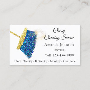 Classy Cleaning Service Maid Gold Blue Ocean Pink Visitekaartje