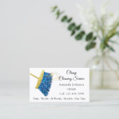 Classy Cleaning Service Maid Gold Blue Ocean Pink Visitekaartje (Staand voorkant)