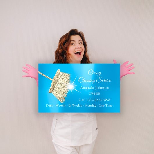 Classy Cleaning Service Maid Gold Blue Ocean Visitekaartje