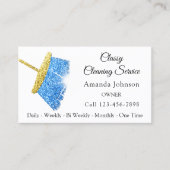 Classy Cleaning Service Maid Gold Blue Sparkly Visitekaartje (Voorkant)