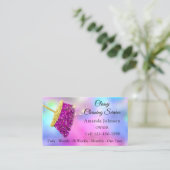 Classy Cleaning Service Maid Gold Fuchsia Pink Visitekaartje (Staand voorkant)