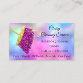 Classy Cleaning Service Maid Gold Fuchsia Pink Visitekaartje (Voorkant)