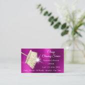 Classy Cleaning Service Maid Gold Fuchsia Pink Visitekaartje (Staand voorkant)