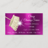 Classy Cleaning Service Maid Gold Fuchsia Pink Visitekaartje (Voorkant)
