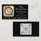 Classy Cleaning Service Maid Gold Groom Logo Black Visitekaartje (Voorkant / Achterkant)