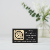 Classy Cleaning Service Maid Gold Groom Logo Black Visitekaartje (Staand voorkant)
