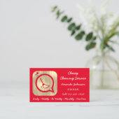 Classy Cleaning Service Maid Gold Groom Logo Red Visitekaartje (Staand voorkant)