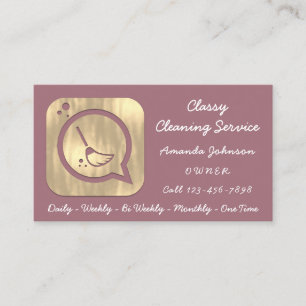 Classy Cleaning Service Maid Gold Groom Logo Roos Visitekaartje