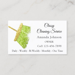 Classy Cleaning Service Maid Gold MintSparkly Visitekaartje