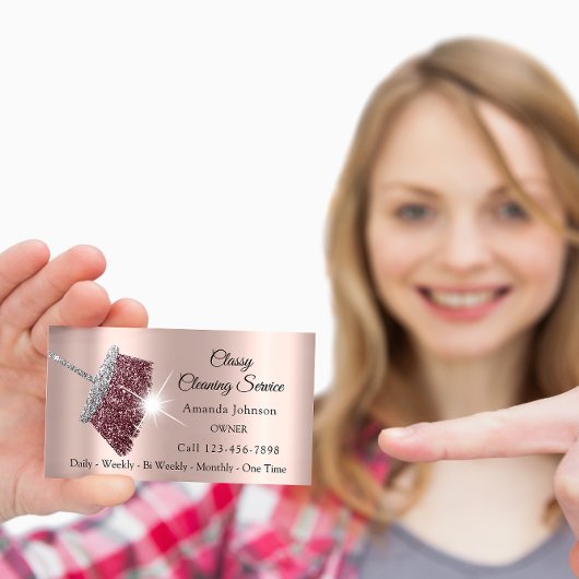 Classy Cleaning Service Maid Gold Silver Roos Visitekaartje