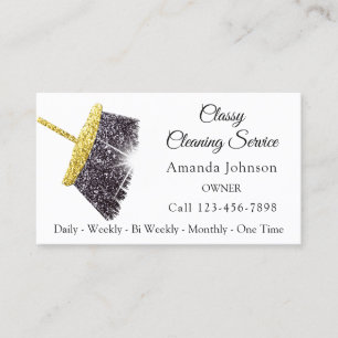 Classy Cleaning Service Maid Gold Silver Sparkly Visitekaartje
