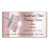 Classy Cleaning Service Maid Grey Silver Roos Magnetisch Visitekaartje (Voorkant)
