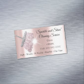 Classy Cleaning Service Maid Grey Silver Roos Magnetisch Visitekaartje (Voorbeeld)