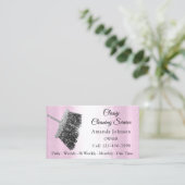 Classy Cleaning Service Maid Grey Silver Roos Pink Visitekaartje (Staand voorkant)
