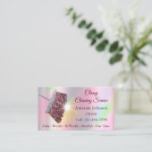 Classy Cleaning Service Maid Holografen Roze Visitekaartje (Staand voorkant)