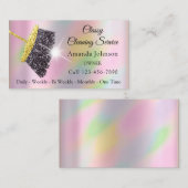 Classy Cleaning Service Maid Holographic Roos Visitekaartje (Voorkant / Achterkant)