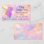 Classy Cleaning Service Maid Pink Holograaf Visitekaartje (Voorkant / Achterkant)