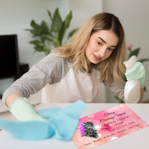 Classy Cleaning Service Maid Pink Spark Roos Visitekaartje
