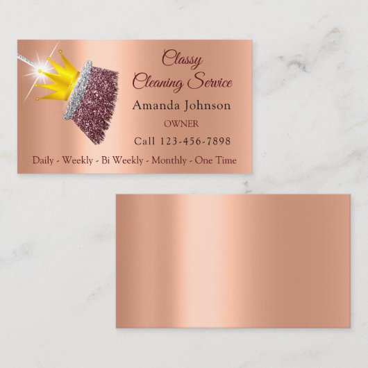 Classy Cleaning Service Maid Roos Crown Peach Visitekaartje (Voorkant / Achterkant)