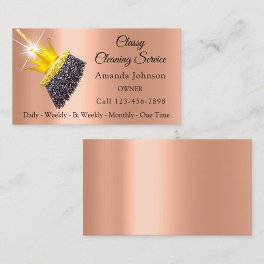 Classy Cleaning Service Maid Roos Gold Crown Visitekaartje (Voorkant / Achterkant)