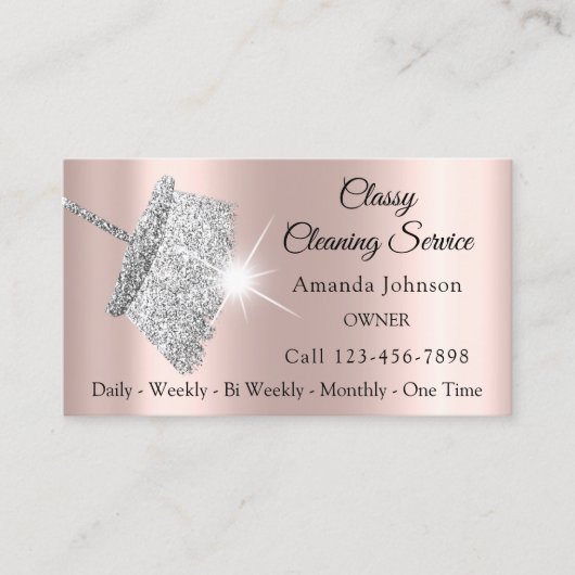 Classy Cleaning Service Maid Roos Silver Grey Visitekaartje (Voorkant)