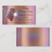 Classy Cleaning Service Maid Roos Silver Holograaf Visitekaartje (Voorkant / Achterkant)