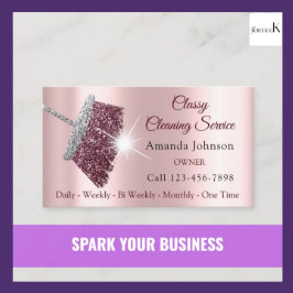 Classy Cleaning Service Maid Roos Silver Pink Visitekaartje