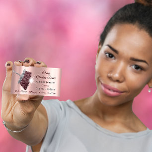 Classy Cleaning Service Maid Roos Silver Pink Visitekaartje