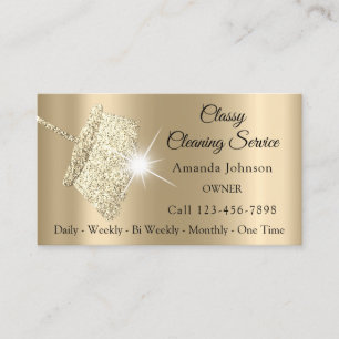 Classy Cleaning Service Maid Sepia Gold Spark Visitekaartje