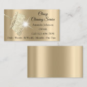 Classy Cleaning Service Maid Sepia Gold Spark Visitekaartje (Voorkant / Achterkant)