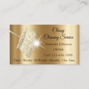 Classy Cleaning Service Maid Sepia Gold Spark Visitekaartje