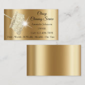 Classy Cleaning Service Maid Sepia Gold Spark Visitekaartje (Voorkant / Achterkant)