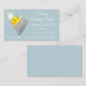 Classy Cleaning Service Maid Silver Broom Crown Visitekaartje (Voorkant / Achterkant)
