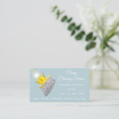 Classy Cleaning Service Maid Silver Broom Crown Visitekaartje (Staand voorkant)