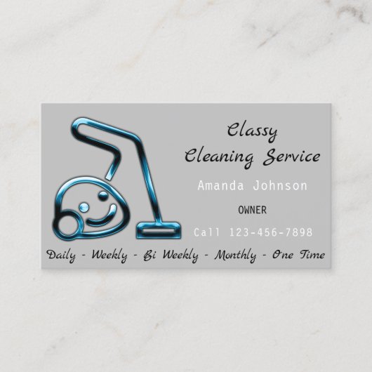 Classy Cleaning Service Maid Vacuum Cleaner Grey Visitekaartje (Voorkant)