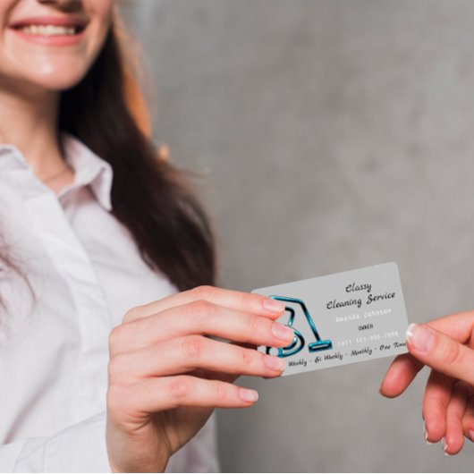 Classy Cleaning Service Maid Vacuum Cleaner Grey Visitekaartje
