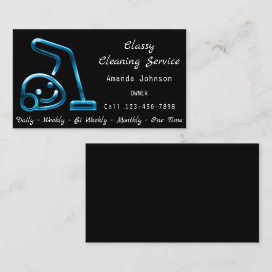 Classy Cleaning Service Maid Vacuum Cleaner Smile Visitekaartje (Voorkant / Achterkant)