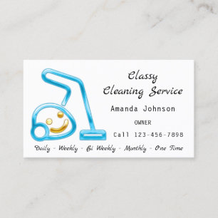 Classy Cleaning Service Maid Vacuum Cleaner Smile Visitekaartje
