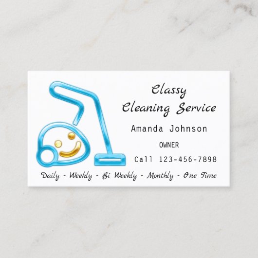 Classy Cleaning Service Maid Vacuum Cleaner Smile Visitekaartje (Voorkant)