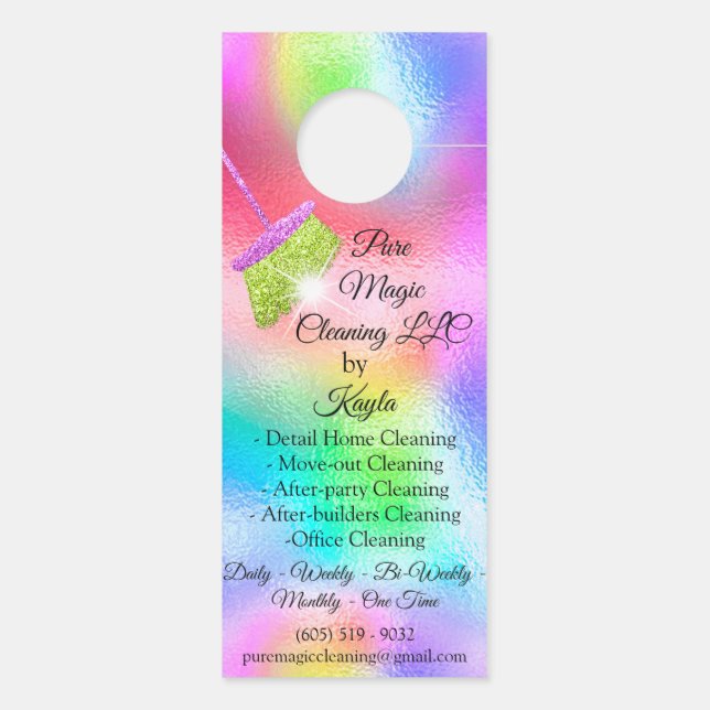 Classy Cleaning Service Move-out Holograph Broom Deurhanger (Achterkant)