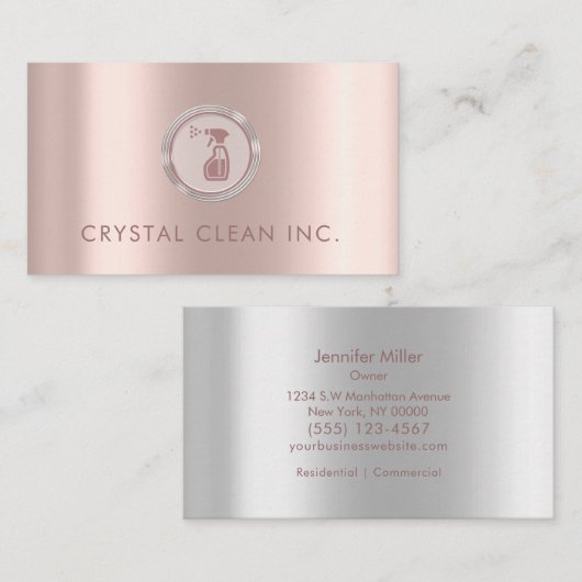 Classy Cleaning Service Roos Gold Simple Visitekaartje (Voorkant / Achterkant)