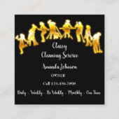 Classy Cleaning Services Gold Logo Maid Black Lux Vierkante Visitekaartje (Voorkant)