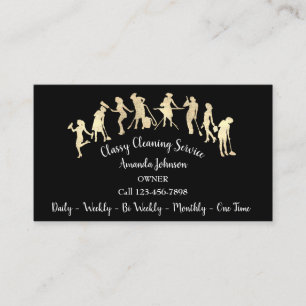 Classy Cleaning Services Gold Logo Maid Black Visitekaartje