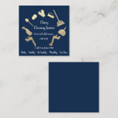 Classy Cleaning Services Gold Logo Maid House Blue Vierkante Visitekaartje (Voorkant / Achterkant)
