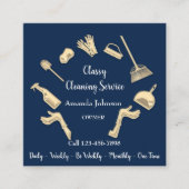Classy Cleaning Services Gold Logo Maid House Navy Vierkante Visitekaartje (Voorkant)