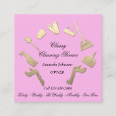 Classy Cleaning Services Gold Logo Maid House Pink Vierkante Visitekaartje (Voorkant)