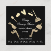 Classy Cleaning Services Gold Logo Maid House Vierkante Visitekaartje (Voorkant)
