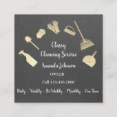 Classy Cleaning Services Gold Logo Maid Kraft Grey Vierkante Visitekaartje (Voorkant)