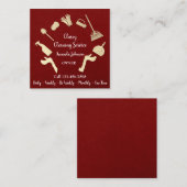 Classy Cleaning Services Gold Logo Maid Kraft Red Vierkante Visitekaartje (Voorkant / Achterkant)