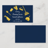 Classy Cleaning Services Gold Logo Maid Navy Blue Visitekaartje (Voorkant / Achterkant)